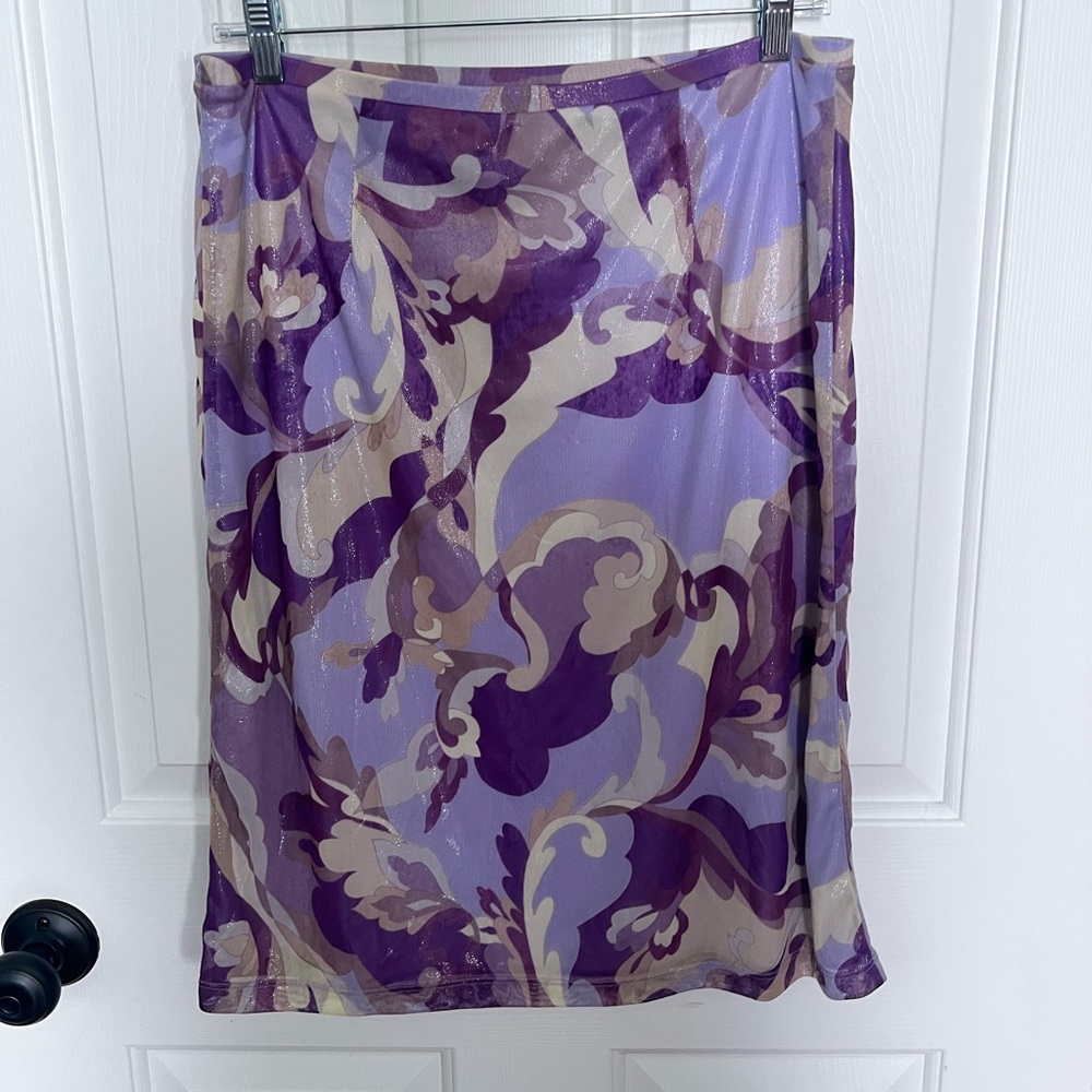 Express Purple and Cream Floral Skirt